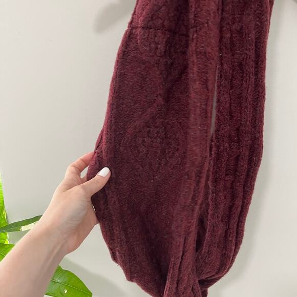 Women's Maroon Fuzzy Red Infinity Scarf - Picture 4 of 4